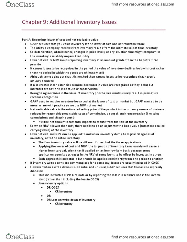 MGMT 120A Chapter Notes - Chapter 9: Accounting, Retained Earnings, Gross Profit thumbnail