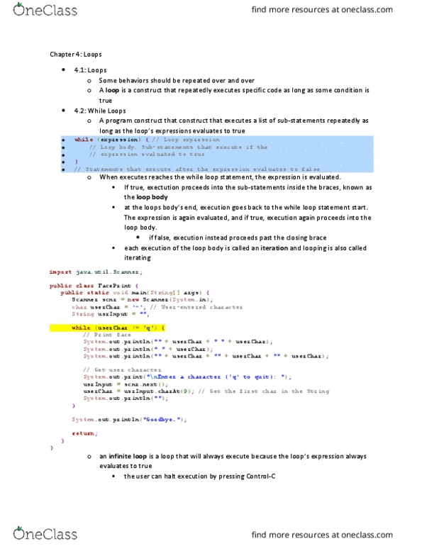 CSCI 1111 Chapter Notes - Chapter 4: Infinite Loop, Increment And Decrement Operators thumbnail