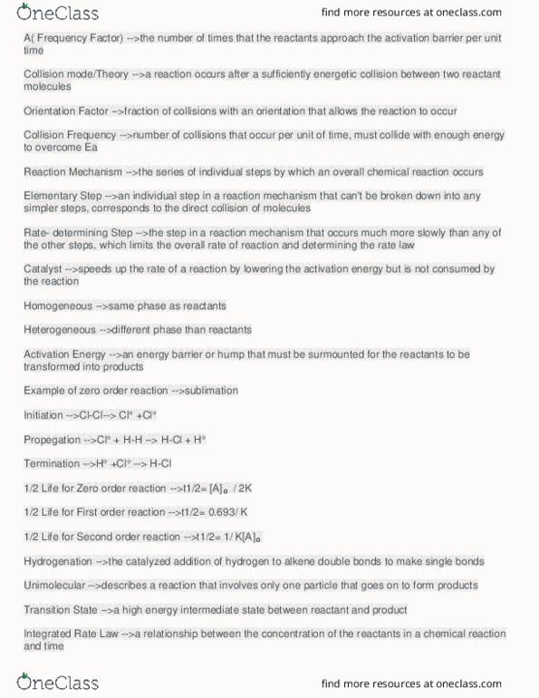 CHM 112 Chapter Notes - Chapter 9: Hydrogenation, Alkene, Rate Equation thumbnail