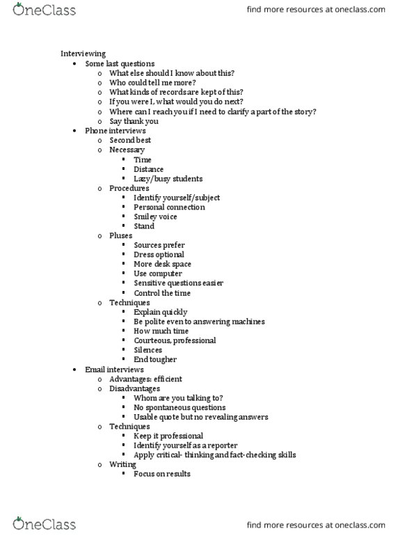 JOU 3101 Lecture 2: Interviewing Notes thumbnail