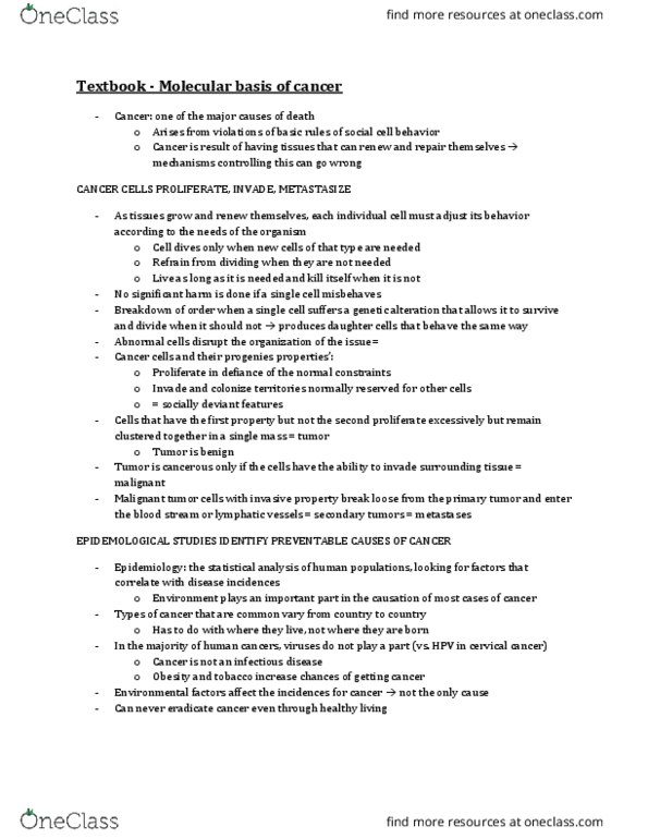 Biochemistry 2280A Chapter Notes - Chapter 20: Apoptosis, Mutation Rate, Mitosis thumbnail