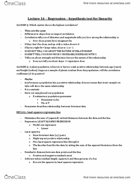 Biology 2244A/B Lecture 16: Regression – hypothesis test for linearity thumbnail