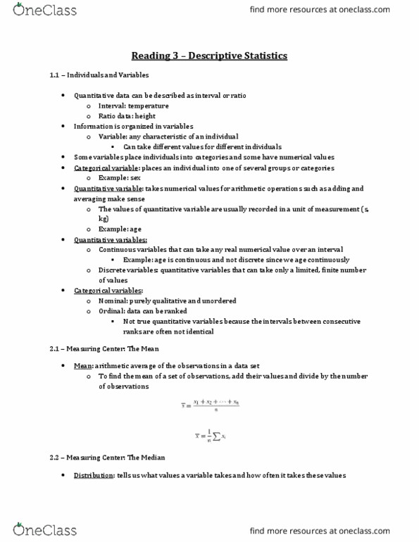 Biology 2244A/B Lecture Notes - Lecture 3: Interquartile Range, Quartile, Box Plot thumbnail