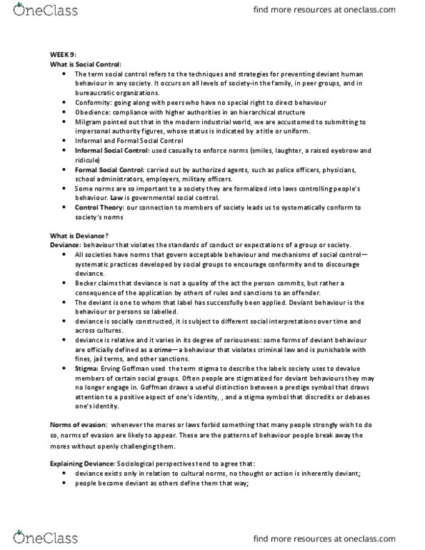 SOC 105 Lecture Notes - Lecture 9: Circular Reasoning, Edwin Sutherland, Impulsivity thumbnail