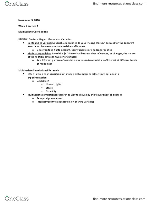 PSYCH291 Lecture Notes - Lecture 14: Venn Diagram, Partial Correlation, Confounding thumbnail