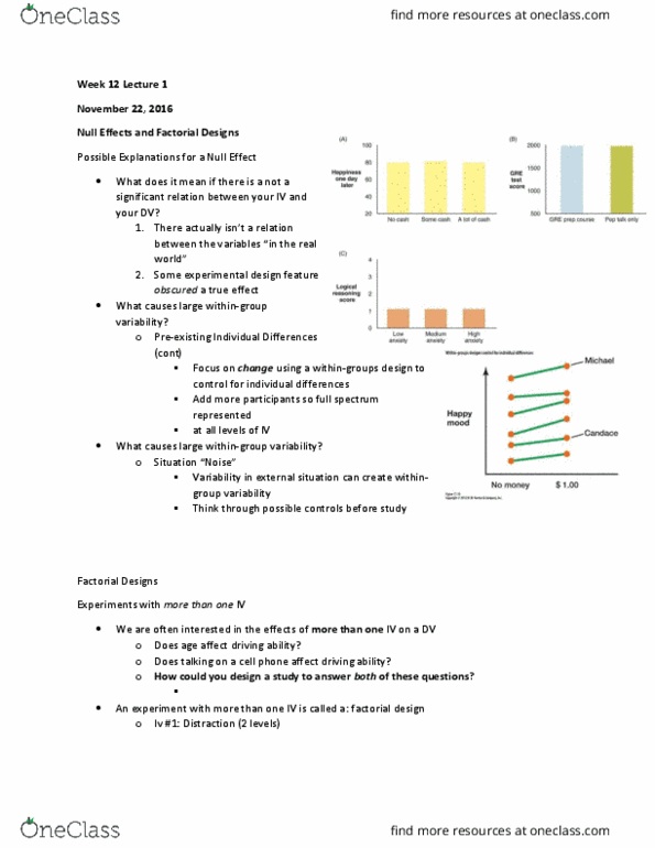 PSYCH291 Lecture Notes - Lecture 19: Line Graph, External Validity thumbnail