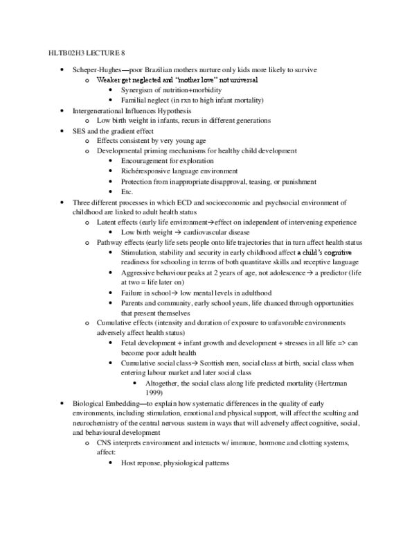 HLTC23H3 Lecture Notes - Lecture 8: Cortisol, Romanian Orphans, Low Birth Weight thumbnail