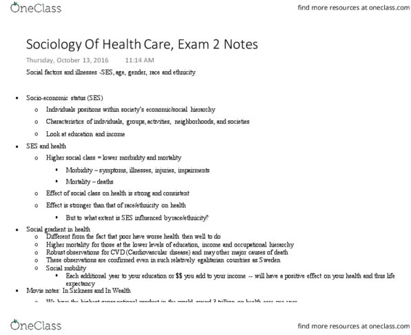 CAS SO 215 Lecture Notes - Lecture 10: Cortisol, Cardiovascular Disease, Socioeconomic Status thumbnail