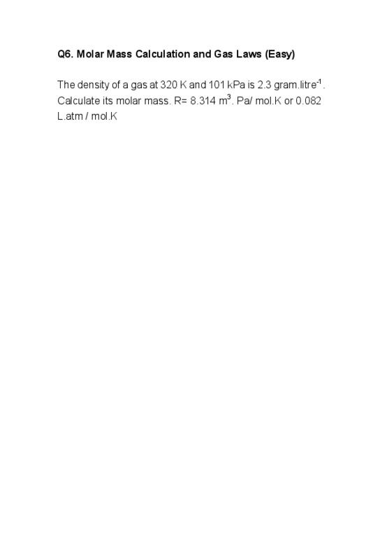 CHEM 1000 Lecture Notes - Molar Mass thumbnail