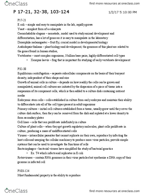 CAS BI 203 Chapter Notes - Chapter 1: Axoneme, Cholesterol, Electric Field thumbnail