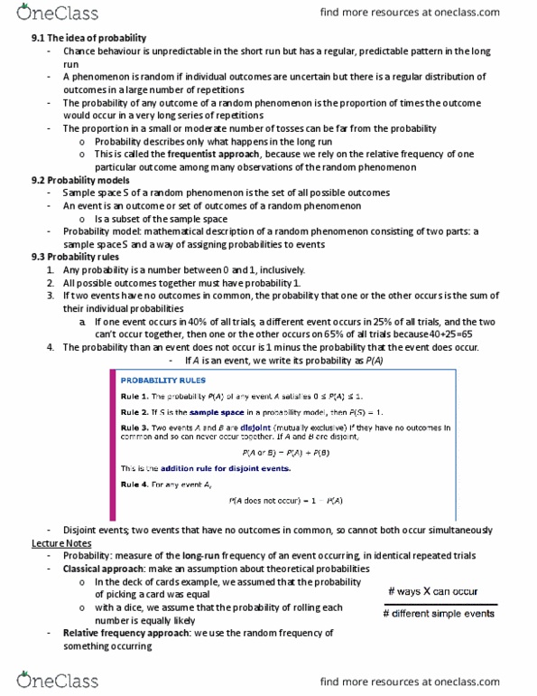 Biology 2244A/B Lecture Notes - Lecture 3: Sample Space thumbnail