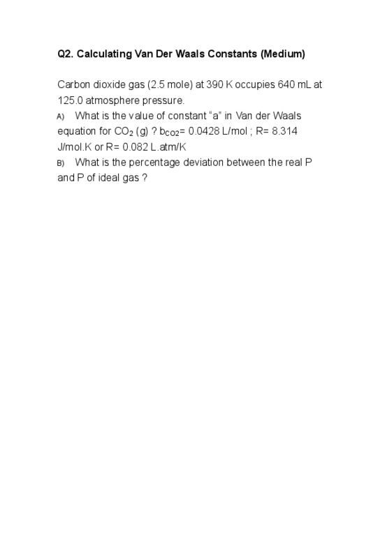 CHEM 1000 Lecture Notes - Ideal Gas, Van Der Waals Equation thumbnail