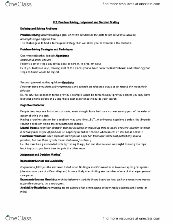 PSY100H1 Chapter Notes - Chapter 8.3: Venn Diagram, Confirmation Bias, Conjunction Fallacy thumbnail