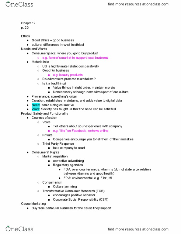 MKT 3100 Lecture Notes - Lecture 2: Culture Jamming, Food Desert, Corporate Social Responsibility thumbnail