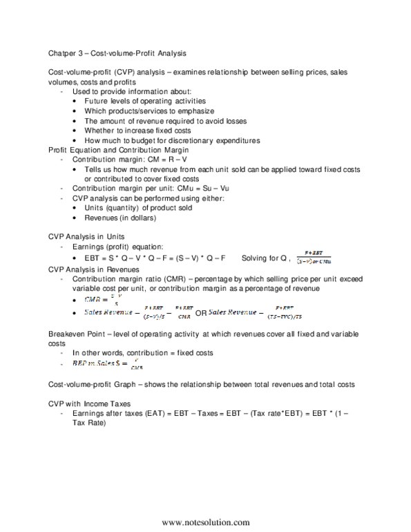 ACC 410 Chapter Notes - Chapter 3: Contribution Margin, Variable Cost, Regression Analysis thumbnail