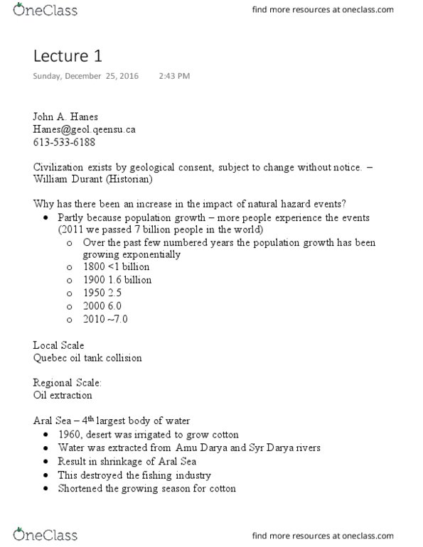 GEOL 106 Lecture Notes - Lecture 1: Amu Darya, Ozone Depletion, Chlorofluorocarbon thumbnail