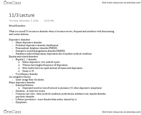CAS PS 371 Lecture Notes - Lecture 13: Chlorpromazine, Cyclothymia, Thout thumbnail