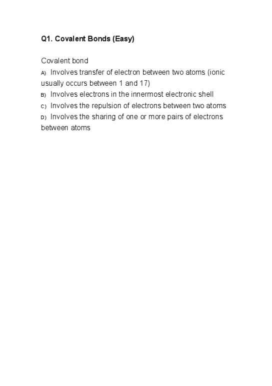 CHEM 1000 Lecture Notes - Covalent Bond thumbnail