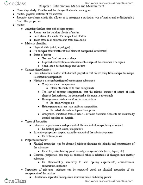 CH 110 Lecture Notes - Lecture 1: Mass, Boiling Point, Distillation thumbnail