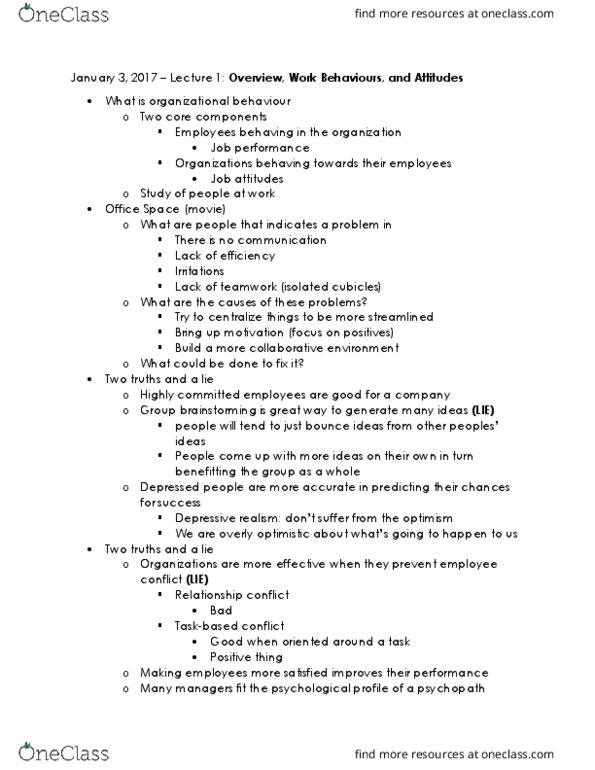 MGHB02H3 Lecture Notes - Lecture 1: Job Satisfaction, Human Relations Movement, Depressive Realism thumbnail