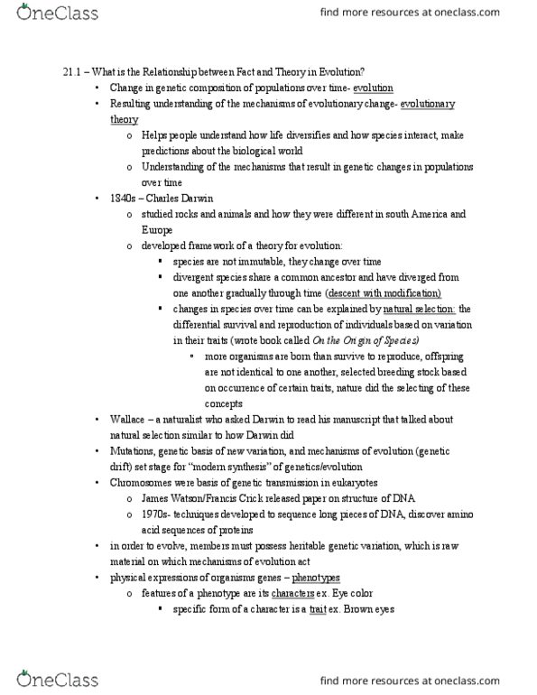 CAS BI 107 Chapter Notes - Chapter 21.1: Eye Color, Chromosome, Genetic Drift thumbnail