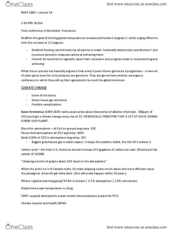 ENVS 1000 Lecture Notes - Lecture 19: Malaria, West Nile Fever, Milankovitch Cycles thumbnail