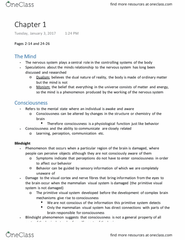 PSYCH261 Chapter Notes - Chapter 1: Premotor Cortex, Ophthalmoscopy, Action Potential thumbnail