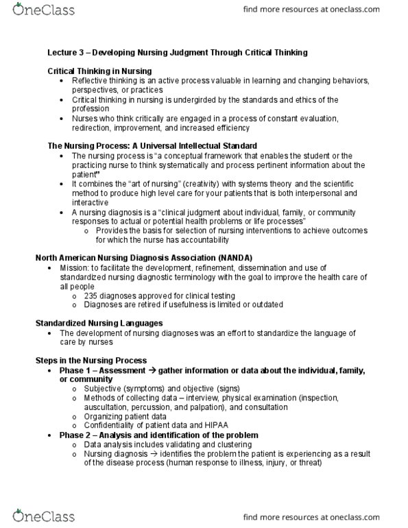 NRSG 2210 Lecture Notes - Lecture 3: Motor Skill, Medical Prescription, Health Professional thumbnail