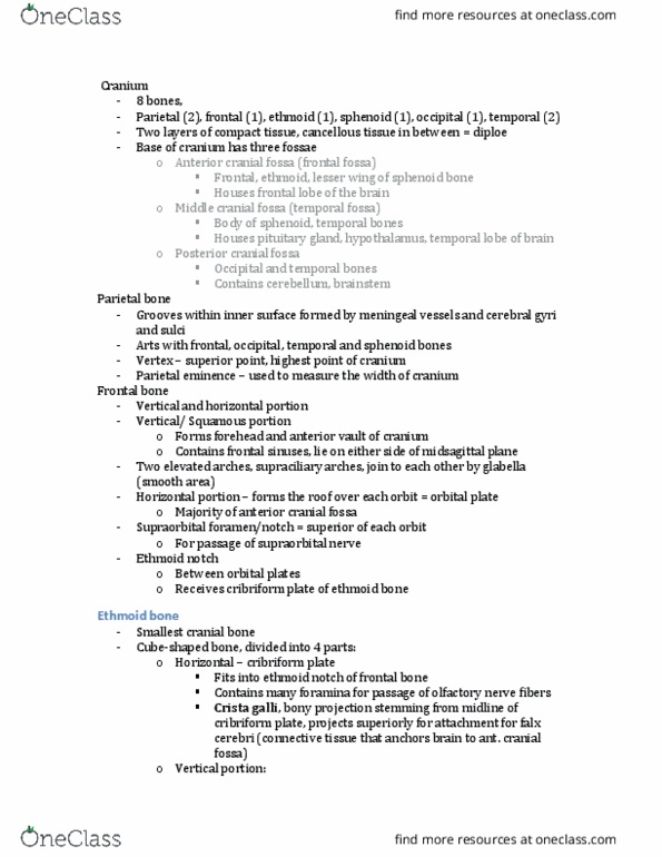 MEDRADSC 3I03 Chapter Notes - Chapter 5: Nasal Concha, Olfactory Nerve, Falx Cerebri thumbnail