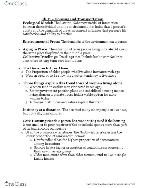 HLTHAGE 1BB3 Chapter Notes - Chapter 11: Reverse Mortgage, Life Annuity, Universal Design thumbnail