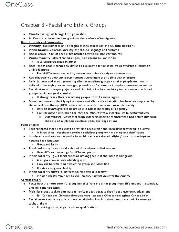 SOC 1200 Chapter Notes - Chapter 8: Visible Minority, Institutional Racism, Flags Of The Confederate States Of America thumbnail