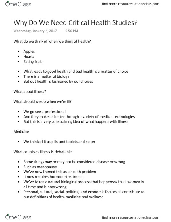 HLTHAGE 1AA3 Lecture Notes - Lecture 1: Menopause thumbnail