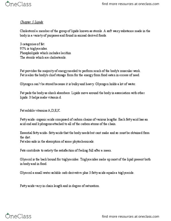 PBHL 1104 Chapter Notes - Chapter 5: Polyunsaturated Fatty Acid, Saturated Fat, Trans Fat thumbnail