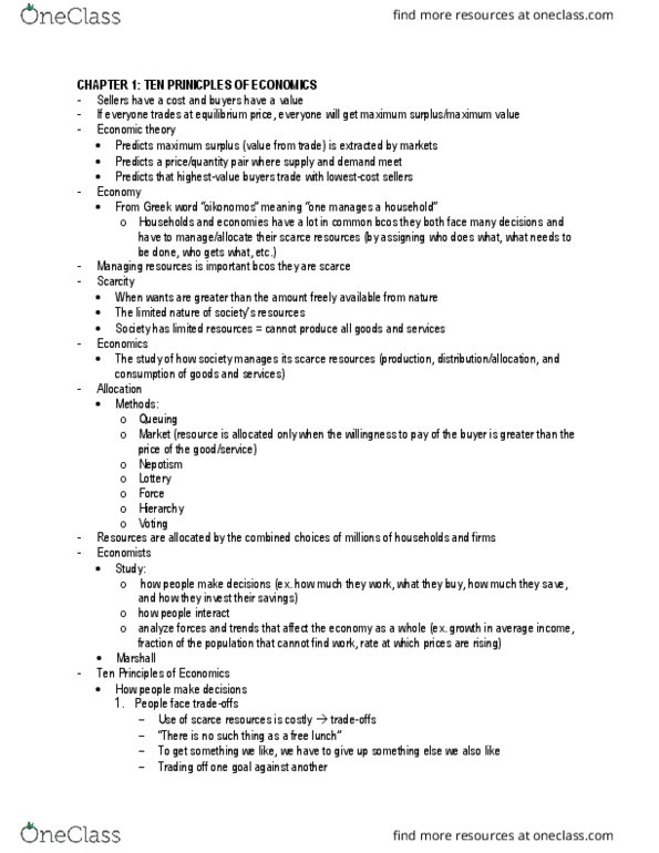 ECON 1200 Lecture Notes - Lecture 1: Marginal Revenue, Demand Curve, Economic Equilibrium thumbnail