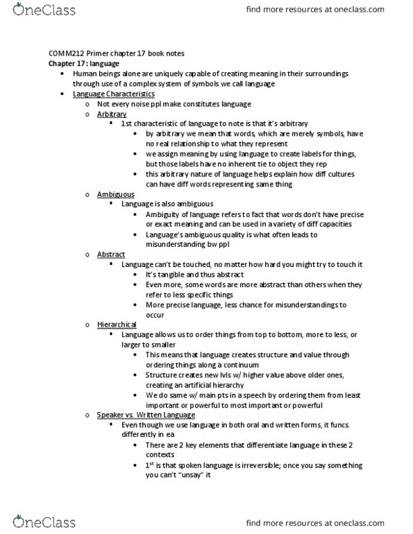 COMM212 Chapter Notes - Chapter 17: Alliteration, Profanity, Synecdoche thumbnail