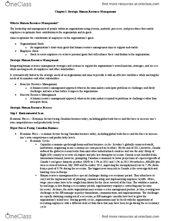 COMM 211 Lecture Notes - Lecture 1: Human Resource Management, Gross Domestic Product, Crisis Management thumbnail