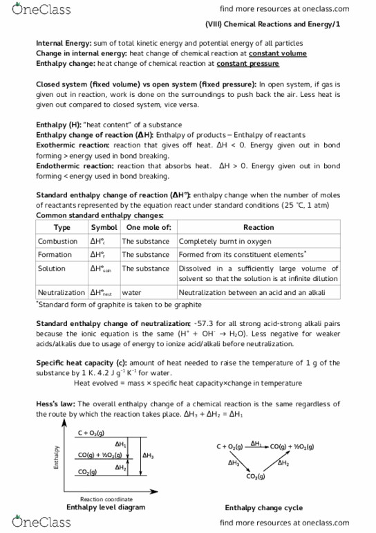 CHEM 1A03 Chapter Notes - Chapter 8: Hong Kong Diploma Of Secondary Education, Exothermic Process thumbnail