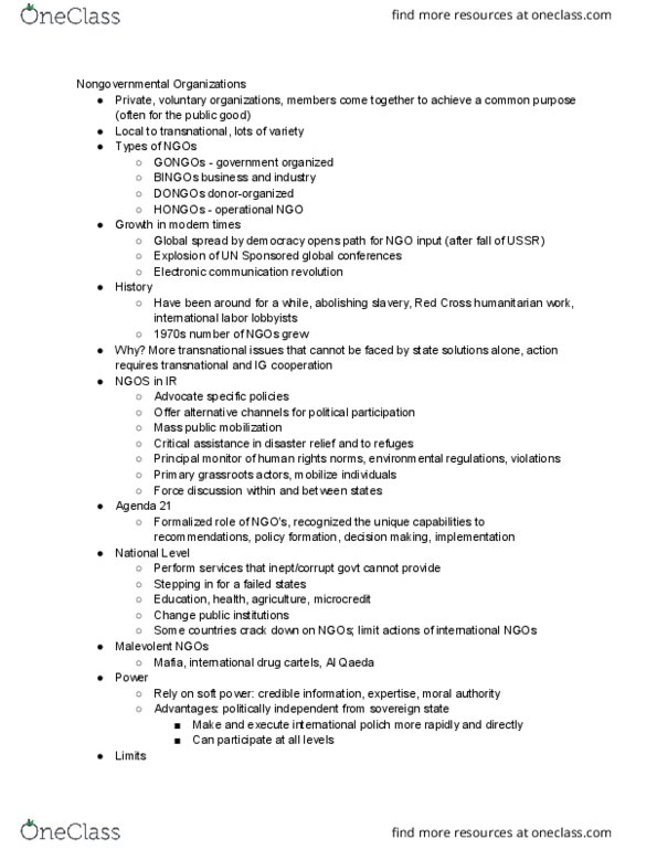 INTS 1700 Lecture Notes - Lecture 12: Agenda 21, Moral Authority, Multilateralism thumbnail