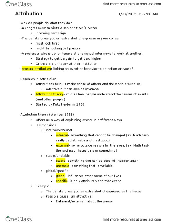 PSYC 104 Lecture Notes - Lecture 3: Fritz Heider, Espresso, Mount Everest thumbnail