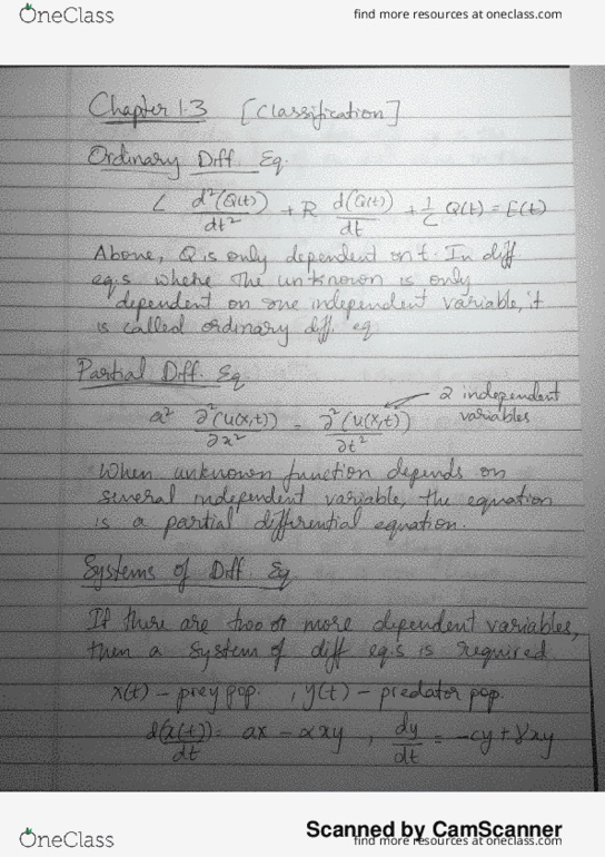 MATH 307 Chapter 1.3: Classification of Differential Equations thumbnail