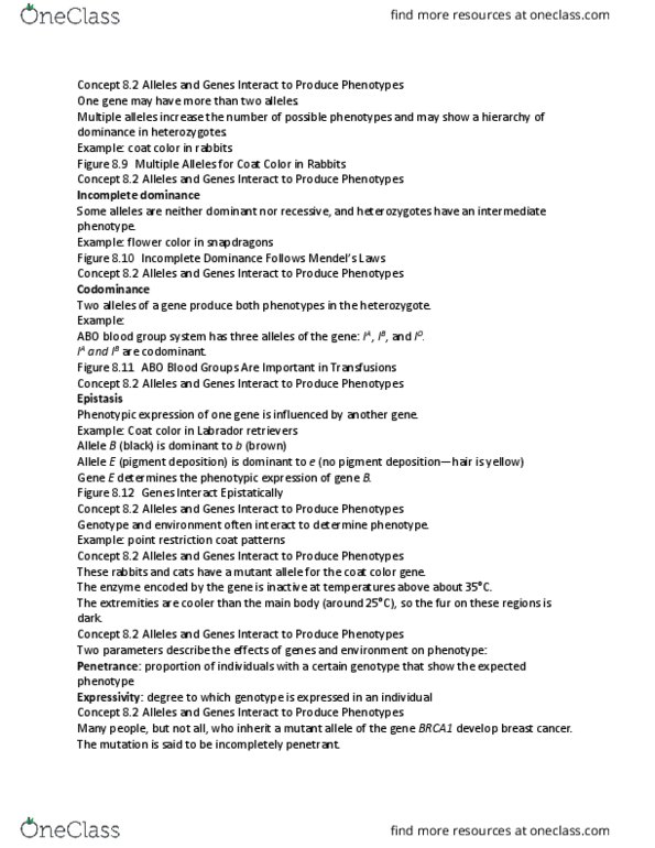 BSC 2010 Lecture Notes - Lecture 8: Abo Blood Group System, Thomas Hunt Morgan, Mendelian Inheritance thumbnail