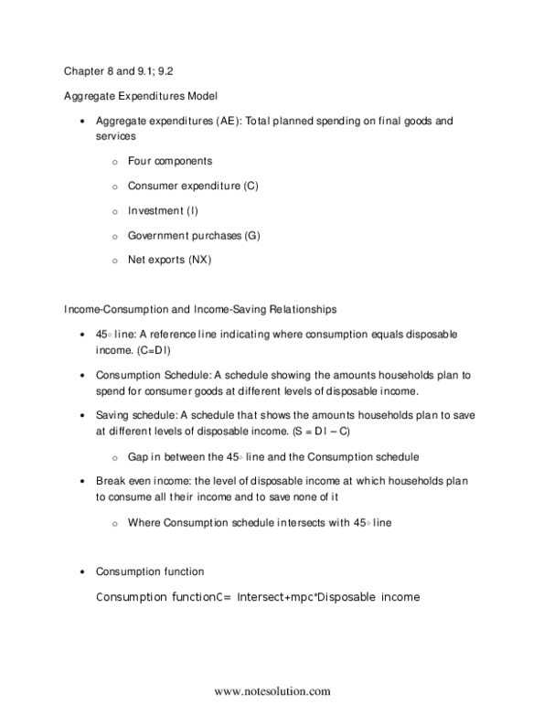 ECN 204 Chapter Notes - Chapter 8: Real Interest Rate, Demand Curve, Consumption Function thumbnail