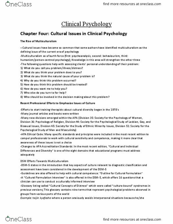 PSYC 3330 Chapter Notes - Chapter 4: Intercultural Competence, Dsm-5, Evil Eye thumbnail