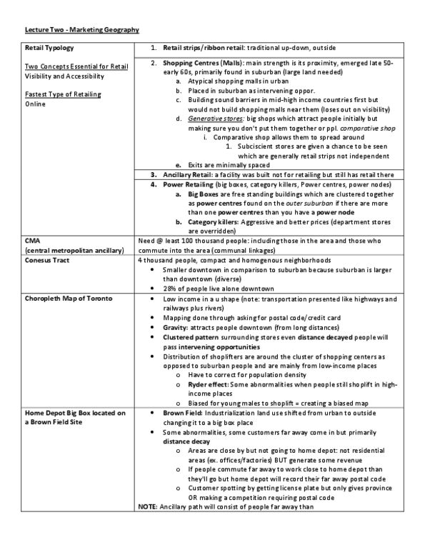 GGR252H1 Lecture Notes - Distance Decay, The Home Depot, Geomarketing thumbnail