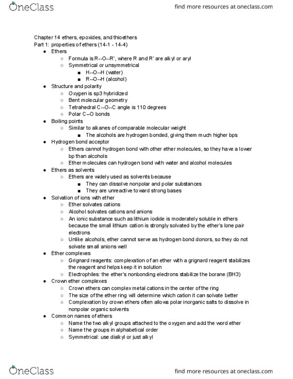 CHEM 224 Lecture Notes - Lecture 1: Grignard Reaction, Bent Molecular Geometry, Lithium Iodide thumbnail