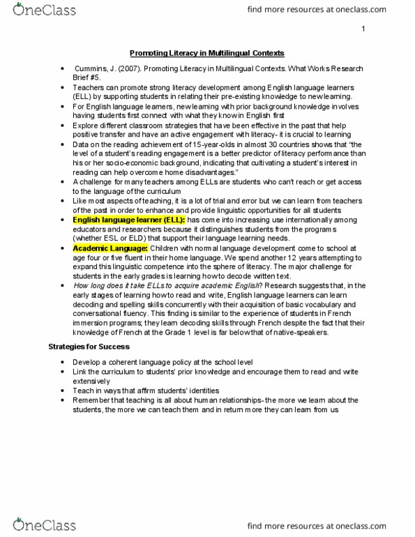 EDS220H5 Chapter Notes - Chapter Promoting Literacy in Multilingual Contexts reading notes: Authentic Assessment thumbnail