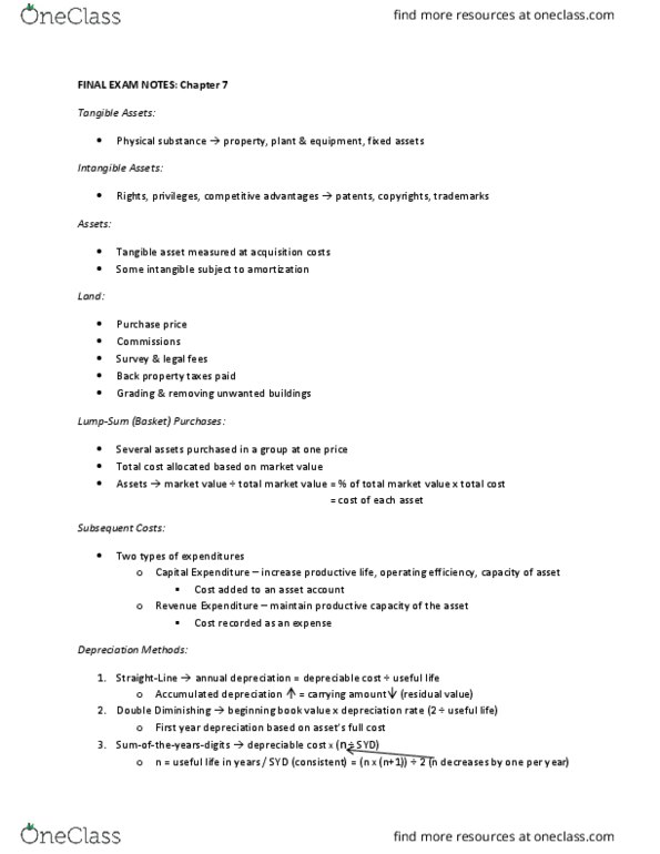 COMMERCE 1AA3 Chapter Notes - Chapter 7: Book Value, Ddb Worldwide thumbnail