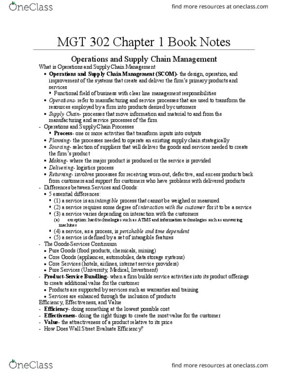 MGT 302 Chapter Notes - Chapter 1: Six Sigma, Business Process Reengineering, Total Quality Management thumbnail