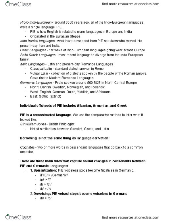 LIN 401 Lecture Notes - Lecture 18: Linguistic Reconstruction, Eurasian Steppe, Language Change thumbnail