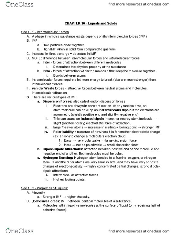 CHEM 1128Q Chapter Notes - Chapter 10: Atomic Orbital, Vaporization, Sodium Chloride thumbnail